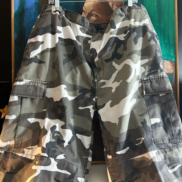 Vintage 90s Y2K Men's Gray Camouflage Cargo Pants 47"-51" - Picture 10 of 16